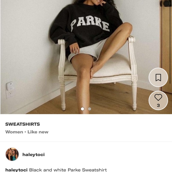 Parke Black and White Sweatshirt - Picture 1 of 2
